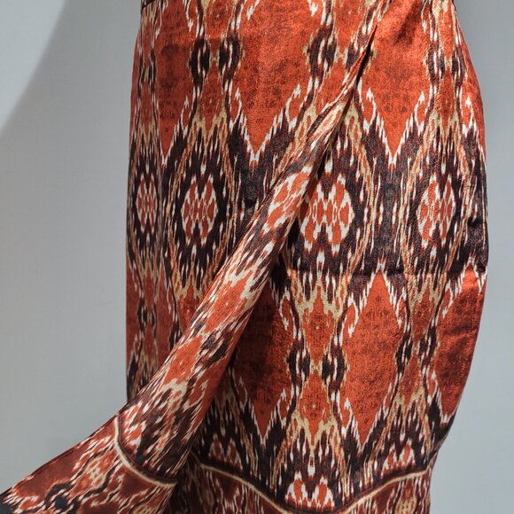 Jones New York 100% Silk Burnt Orange Lined Faux Wrap Skirt Size 8 Orange Brown - Picture 6 of 11